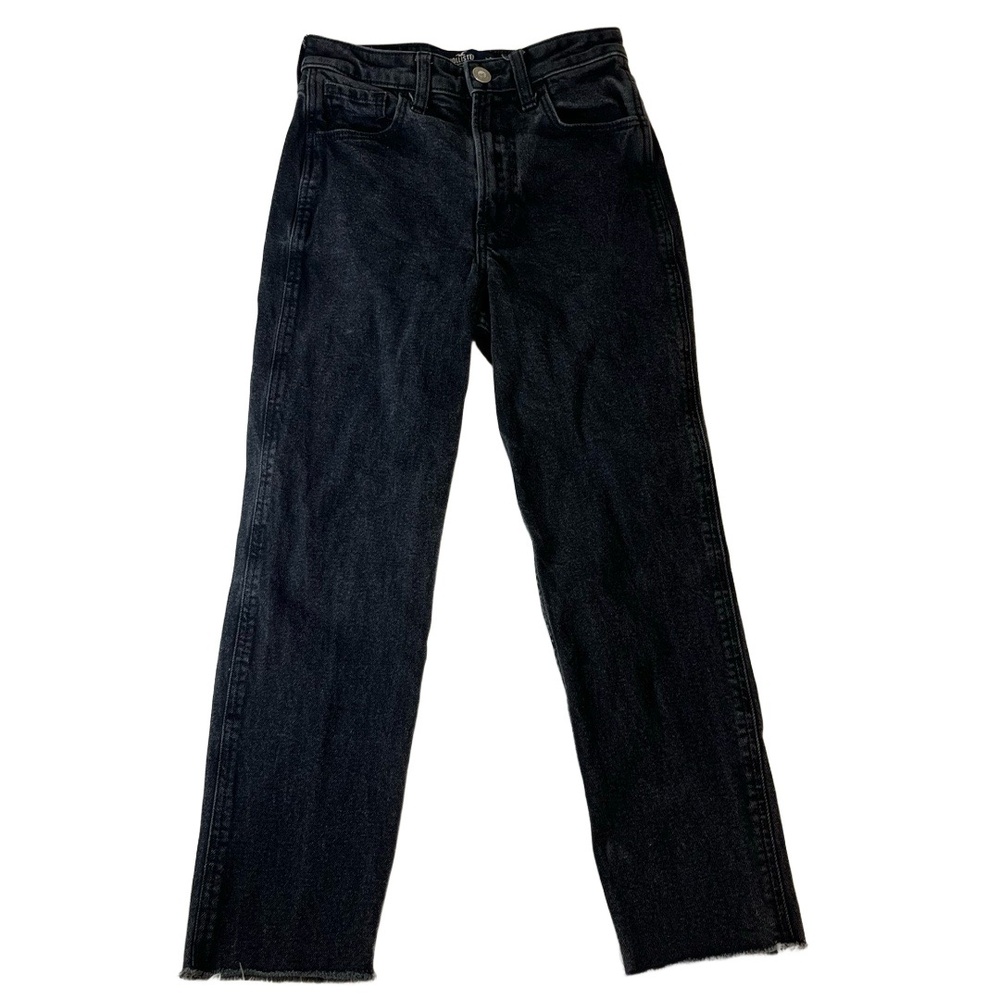 Hollister Jeans Womens Size 0 Short Washed Black High-Rise Mom‎ Frayed Hem